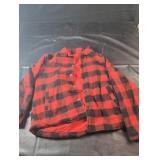 Reversible red and black plaid jacket, size