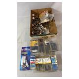 Box of mixed hardware including cabinet knobs,