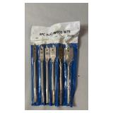 Six-piece flat wood drill bit set with sizes