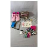 Pair of pink athletic shoes, size 4, glittered