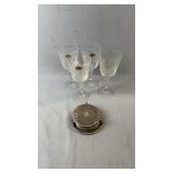Four Cristal d'Arques crystal wine glasses, made