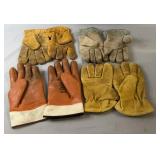 Four pairs of work gloves in different styles,