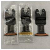 Three AMZWEI curved-edge oscillating multi-tool
