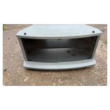 JVC entertainment stand with curved front, glass