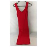 Red sleeveless bodycon dress, size small.