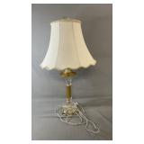 Elegant table lamp featuring a clear faceted