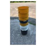 Group of seven plastic utility buckets in
