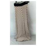 Striped midi skirt, size small. Features a black