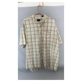 B.H.C. short sleeve button-up shirt in a cream,
