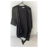 Black satin-look housecoat, size extra small.
