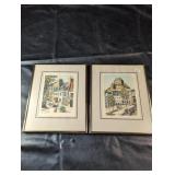 Framed City PrintsTwo framed prints featuring