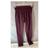 Burgundy full-length leggings, size large, with a