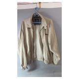 Beige Devon & Jones zip-front jacket, size XL,