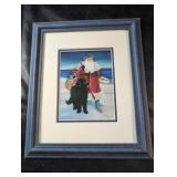 Signed Dawn Baker Santa PrintFramed winter