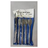 Six-piece flat wood spade bit set with sizes 10,