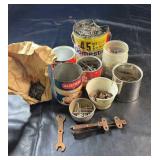 Collection of assorted nails, screws, bolts,