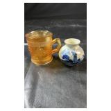 Decorative pairing featuring an amber