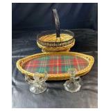 Decorative collection featuring a wicker basket