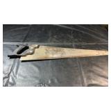 Long-blade hand saw with black handle and