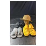 Footwear and accessory collection featuring black