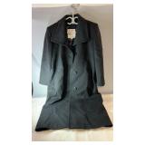 Black London Fog long coat, size 10 medium, with
