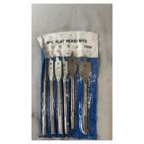 Six-piece flat wood drill bit set with multiple