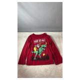 Red long sleeve Christmas shirt with Santa riding