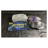 Ski goggles with tinted lenses, including