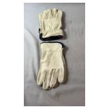Pair of cream-coloured leather work gloves with