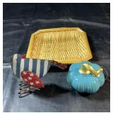 Decorative grouping with woven basket,