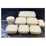 Eight Rubbermaid food storage containers in