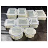 Nine Lock & Lock food storage containers in