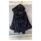 Dark plush La Vie en Rose hooded poncho, size