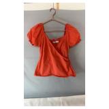 Orange Just Fab short-sleeve top, size Medium,