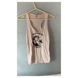 Light pink racerback tank top with ï¿½Moonshine
