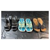 Three pairs of womenï¿½s footwear including black