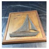 Wooden framed sailboat wall art created with