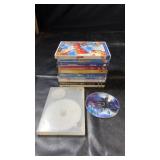Collection of DVDs featuring Disney and family