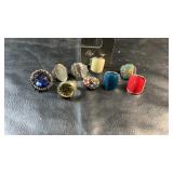 Collection of nine stretch rings in various