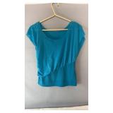 Bright blue Susie Sheer satin style short-sleeve