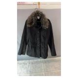 Midtown black faux suede-style coat in size Small