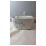 Floral-patterned ceramic casserole dish with