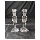 Pair of Heavy Cut Glass CandlesticksTwo matching