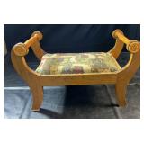 Decorative wooden stool with curved sides, turned