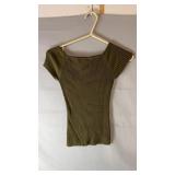 Olive green Revamped ribbed knit short-sleeve