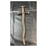 Decorative metal sword with detailed raised