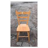 Wooden straight-back chair with ladder-style