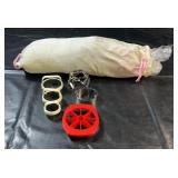 Fabric bag holder with assorted cookie cutters