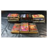 Collection of books featuring authors such as