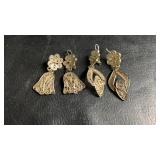Two pairs of ornate gold-tone filigree dangle